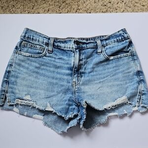 Aerie Light Blue Frayed Hem Jean Shorts